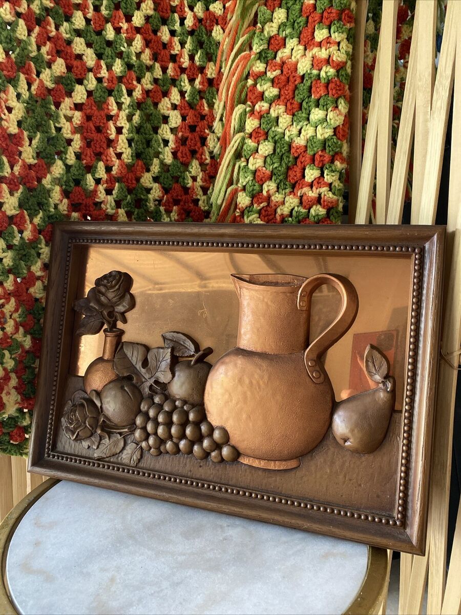 SALE Vtg Grannycore Aesthetic MCM Coppercraft 3D Resin Wall Art | eBay