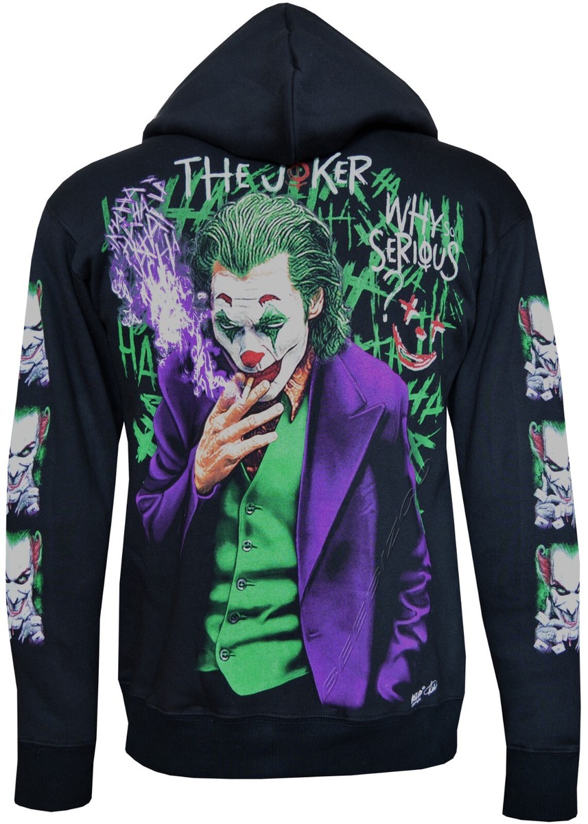 Zip Up Hoodie THE JOKER Design WHY SO SERIOUS? HAHAHA Glow in the Dark by  Wild