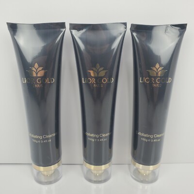 Lior Gold Paris 24K Exfoliating Face Cleanser 3.4oz /100g Lot of 3 Full Size