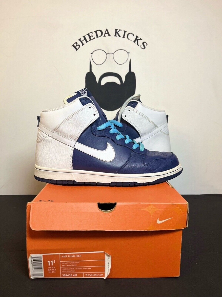 Nike Dunk High 2006 Mens Size 11.5 Navy Blue White Leather 309432