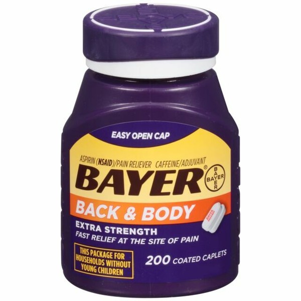 Bayer Aspirin Pain Reliever Fast Relief Back Body Pains 200 Coated