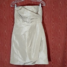J Crew Goldish Silk Strapless Cocktail Mini Dress Sz 4 Excellent Condition