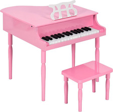 Kids Mini Grand Piano with 30 Keys, Bench, Music Rack  Song Book - Pink