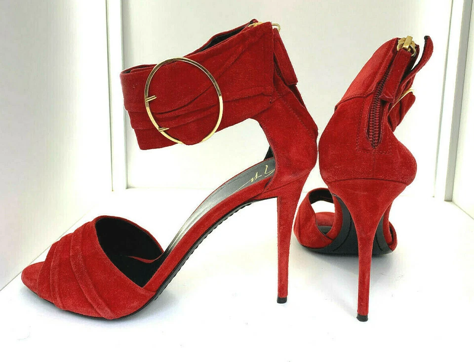 11 cm 37 Zanotti red suede extrem pumps sandals high heels - Photo 1/4