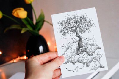 Bonsai Grußkarte | Soft-Touch Feel | gefaltet A6 mit Umschlag