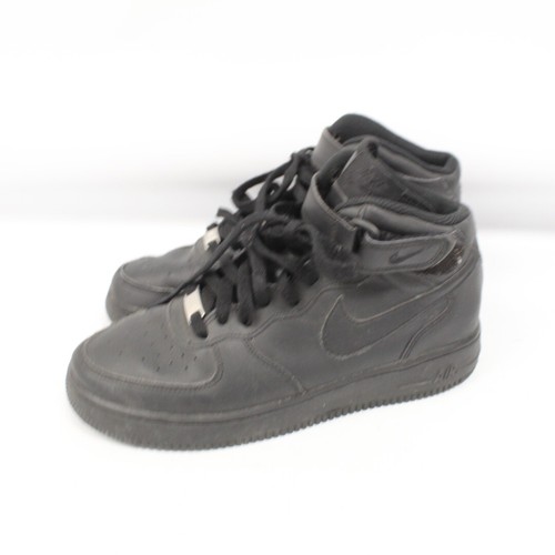 Unisex Junior NIKE Air Force One High Top Black Leather Trainers UK 6