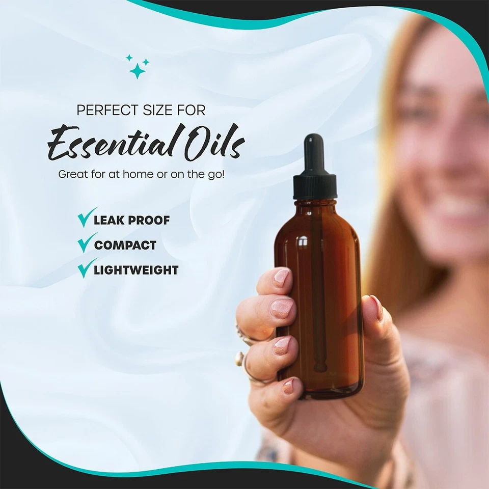 Бутылка для пипетки из янтарного стекла Nevlers 4 унции (комплект из 48) | Включает этикетки - Изображение 4 из 4