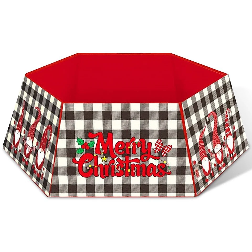 Rustic Christmas Tree Collar Skirt Ring Cover Holiday Decor Inside Outside Gift - Image 4 of 4