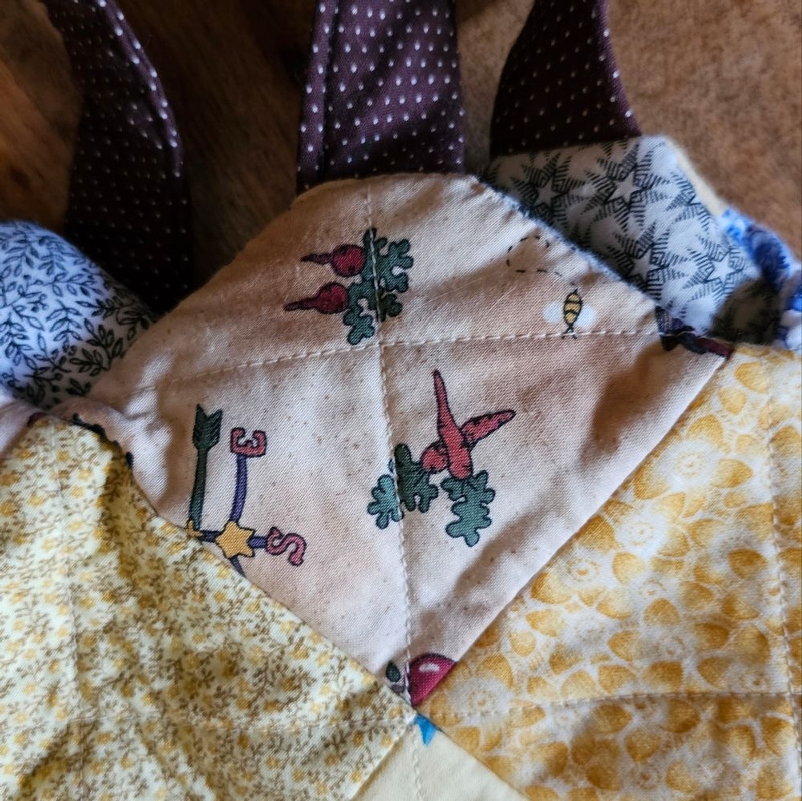 Reversible Handmade Quilted Patch Work Egg Basket… - image 7