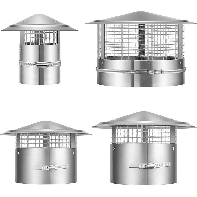 Weloille Chimney Cap With Screen Round Roof Rain Chimney Cover Adjustable Cone Top Cap Stainless Steel Roof Cap For Vent All Weather - View #3