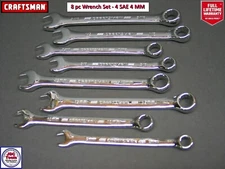 CRAFTSMAN 8 pc POLISHED Chrome SAE & METRIC 12pt Combination Wrench set