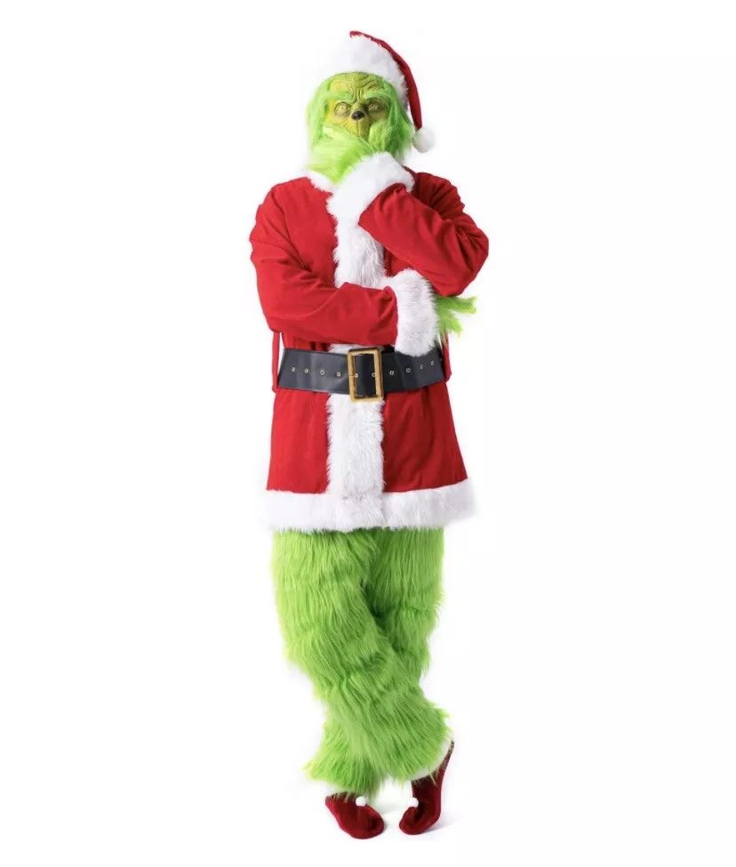 Furry Grinch 7 Piece Costume For Men Size 2XL USA Shipping - Outfit + Mask