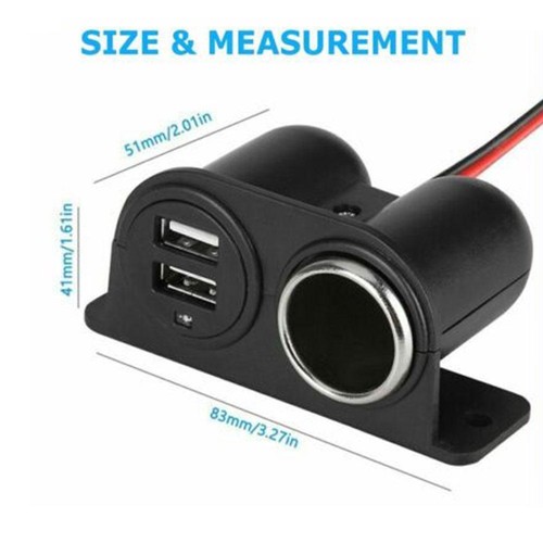 Aufbau Steckdose 12V / 24V + 2USB Ladegerät Zigarettenanzünder LKW KFZ X5B7 - Picture 7 of 10