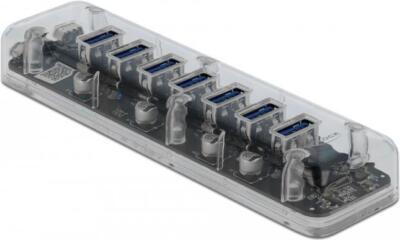 Delock USB 3.0 Hub mit 7 transparenten Ports