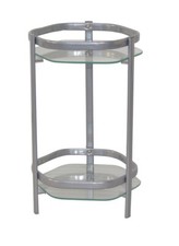 Metall Blumenständer Pflanzständer Blumen Alufarben mit 2 Glasplatten, Höhe: 45