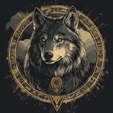 Wandtattoo Aufkleber Wolf mit Runen Wandaufkleber 18X18 cm Groß