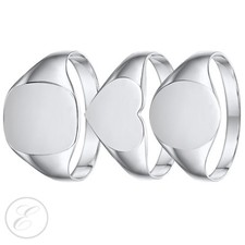 Sterling Silver Signet Ring Heart Oval Cushion  Shape Ladies Signet Ring