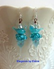 Aqua Teal Birds Earrings Bubbles Drops Artisan Handmade Lampwork Nature Gift — photo 2