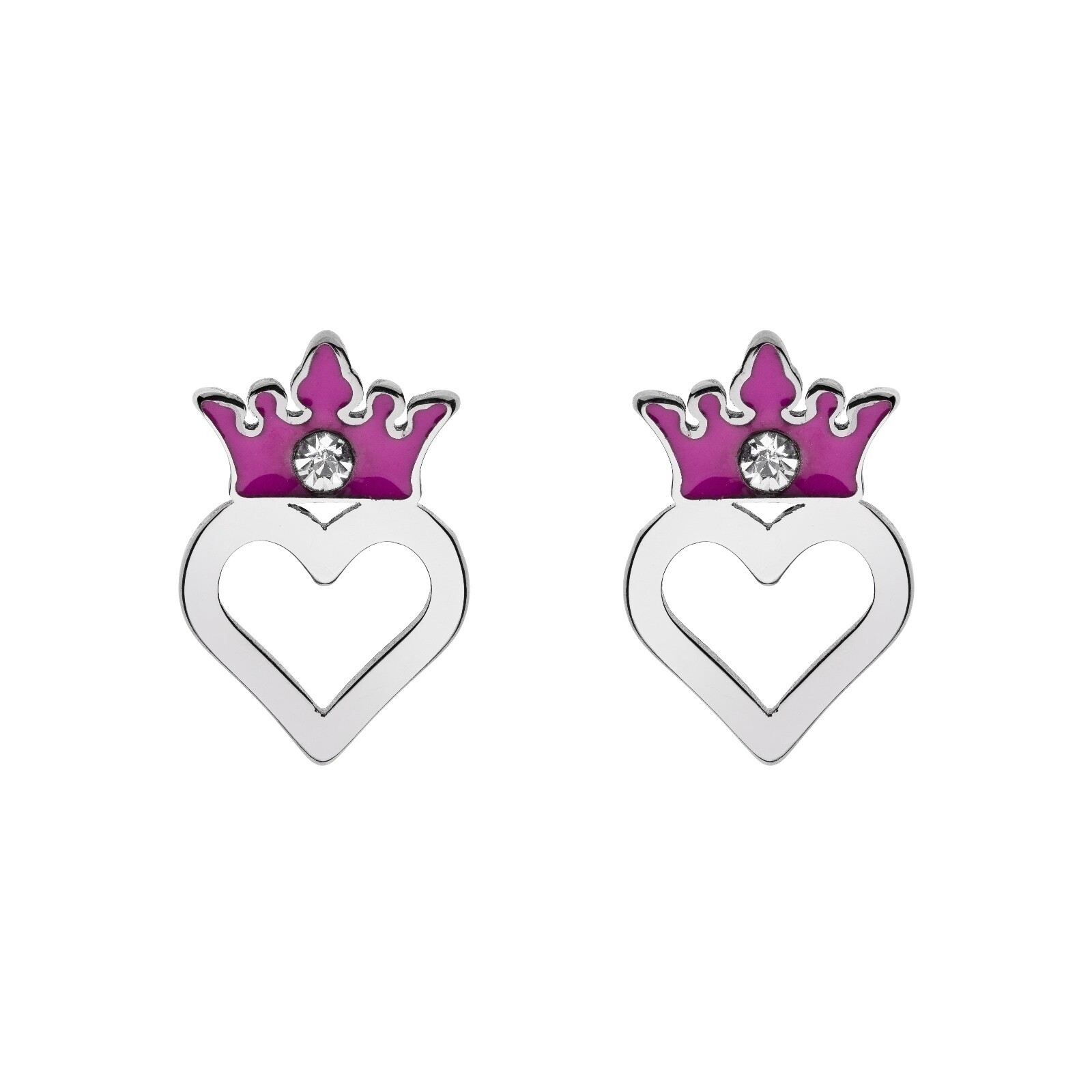 DISNEY Ohrringe Princess Herzform Krone aus Edelstahl silber pink 7690₽
