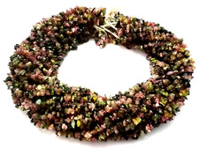 Natural Multi Tourmaline Disco Chips Nugget Smooth 3-5mm Beads 34"inch 1 Strand