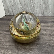 Vintage Hand-Blown Glass Oil Lamp – Unique Paperweight Style Decor