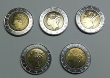 Italia 5 x 500 lire 1984, 1987, 1988 - vz-st / xf-unc. + portamonete