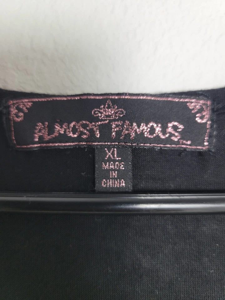 Camiseta sin mangas vintage Y2K casi famosa grunge lentejuelas rayas talla XL Foto 3 de 4