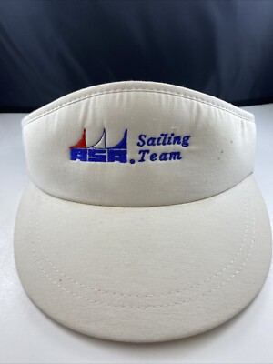 ASA American Sailing Association White Visor Hat Adjustable Unisex Embroidered