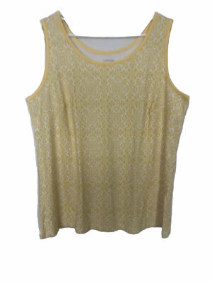 Lands' End Women's Cotton Tank Top - Soft Interlock Knit, Pale Yellow, Size 2X - View #5