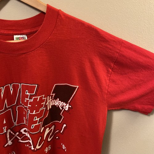 VTG Nebraska Cornhuskers Championship Shirt We Are #1 AgainLARGE Huskers Red 90s - Picture 5 of 7