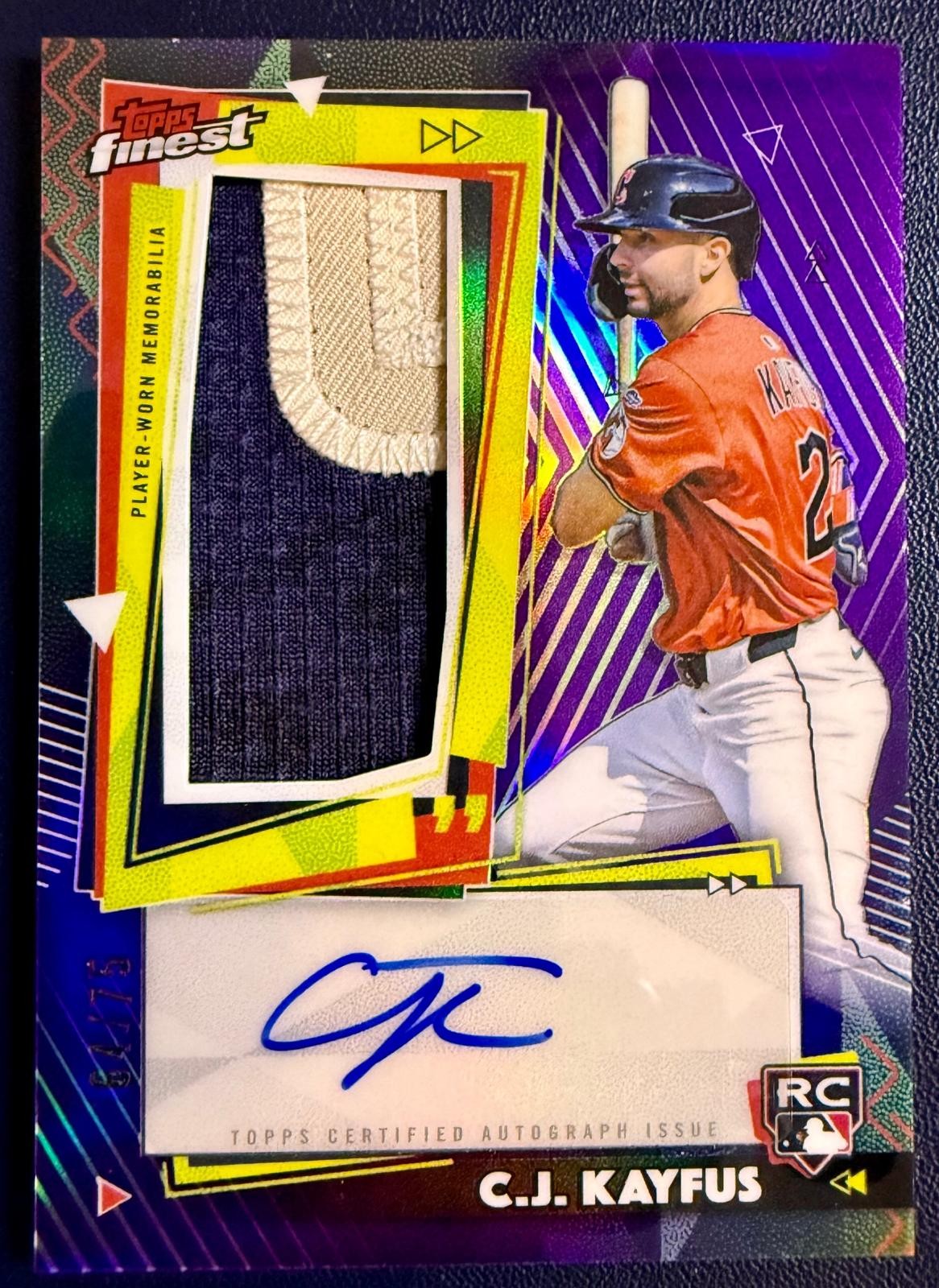 2026 Finest #RPA-CK C.J. Kayfus Finest Rookie Patch Autographs Purple #/75