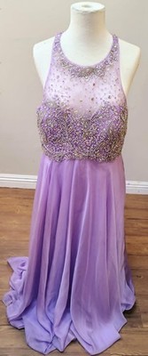 Poly USA Dress XXL  Lilac Purple Jewels Straps Organza  Formal Prom Wedding