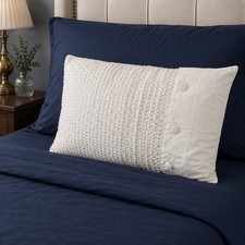 Front Buttoned Pillow Sham Standard 20x26 Textured Waffle Weave NIP White Single