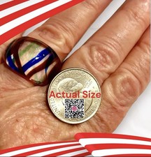 Murano Vintage Hand-Blown Foiled Art Glass Domed Ring Size 5.75 Italian EUC