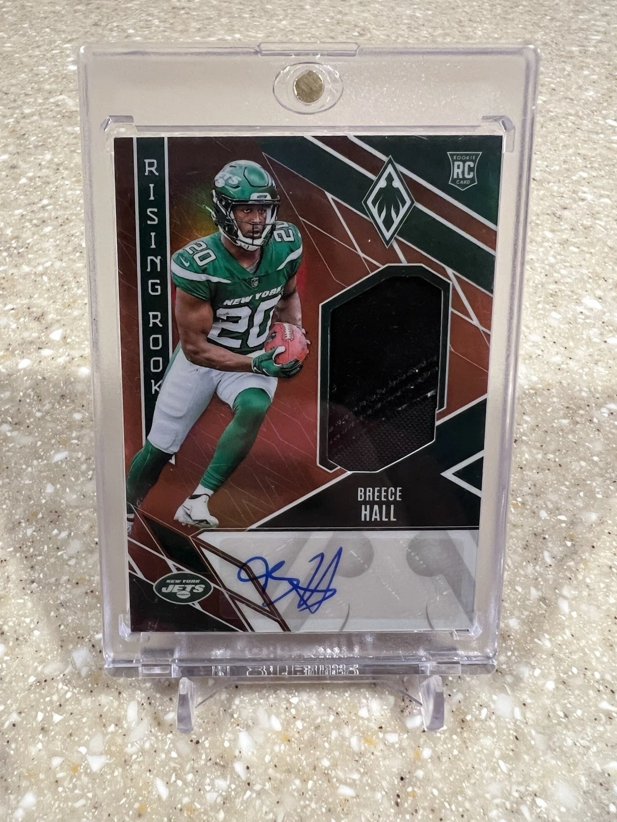 Breece Hall Panini Phoenix Rising Rookie Material Signatures #RMSBH Gloves