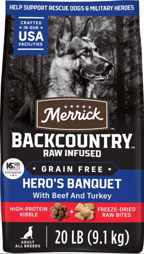Merrick Backcountry Freeze-Dried Raw Hero's Banquet Recipe Dry Dog Food, 20 lb