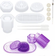 6 PCS Silicone Grinder Resin Mold,  Grinder Silicone Molds for Epoxy Resin Rolli