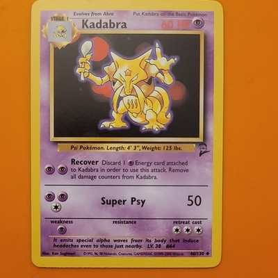 Pokémon Kadabra Base Set 2 46/130 Regular English Card Ken Sugimori