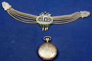 K-D 258.  TWO VERY UNIQUE STERLING OBJECTS, ONE TO HOLD POCKET WATCH CASE..