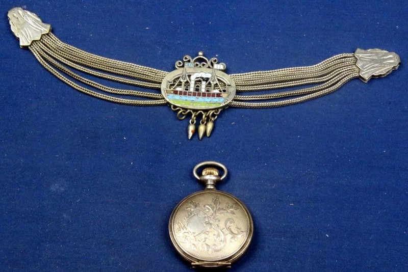 K-D 258.  TWO VERY UNIQUE STERLING OBJECTS, ONE TO HOLD POCKET WATCH CASE..