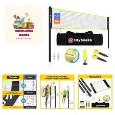 20FT Outdoor Volleyball Set with Adjustable Height Poles & Soft PU Volleyball