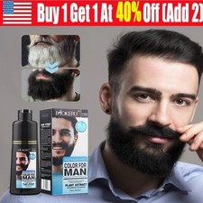 200ml Permanent Men Beard Hair Color Dye Tint Moustache Black Darkening Shampoo