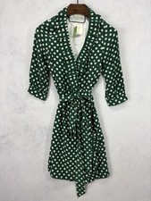 Kate Spade Dress Womens 12 Silk Wrap Ruffle Green White Polka Dot Summer NWT