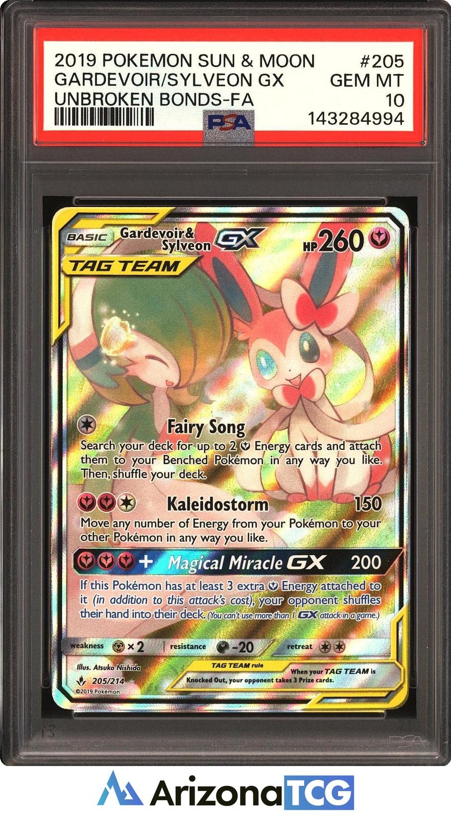Pokemon 2019 Gardevoir & Sylveon GX 205 Alt Art Unbroken Bonds GEM MINT PSA 10