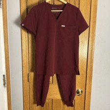 Figs Women s Burgundy Scrub Set Catarina Top S Zamora High Waist Pants S/P