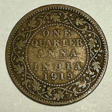 1919 C India-British 1/4 Anna KM# 512