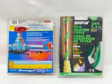 NOS  2 EACH HEAT TAPES Pipe Heating CABLES Wrap-On 24ft + EASYHEAT 9ft 110V