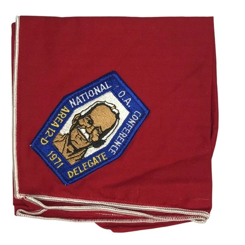 1971 Area 12-D Delegate National Conference Neckerchief WHT Bdr (LB3238)