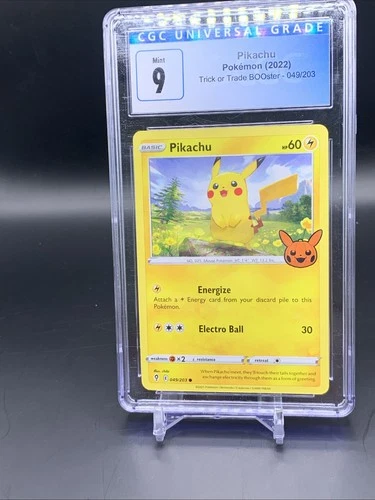 2022 Pokemon TCG - Pikachu 049/203 Trick or Trade Non-Holo - CGC 9