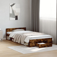 Bed frame Small Single 75x190cm Smoked Oak Engineered Wood with Drawer Storage!